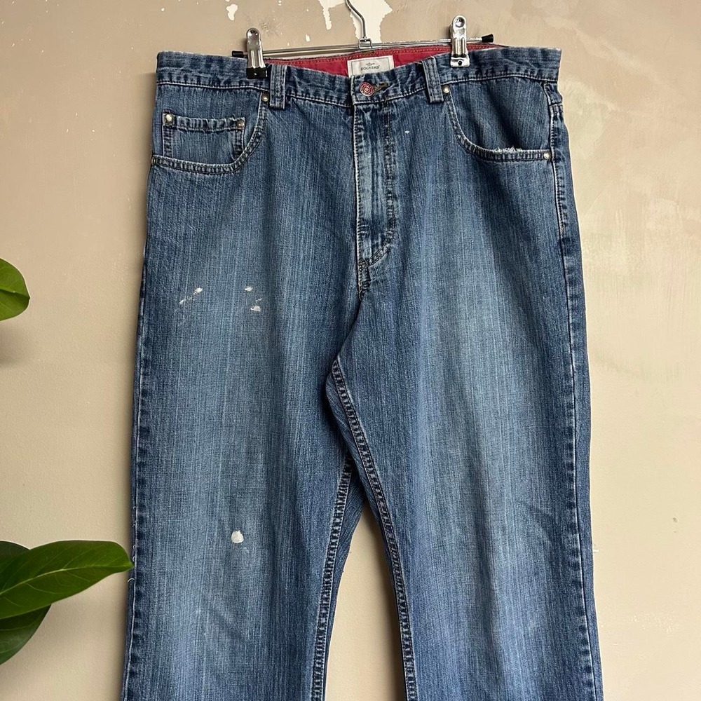 Vintage 90s Dockers Painted Relaxed Jeans Blue Mens 36x34 Fits 35x32.5 - Picture 2 of 8